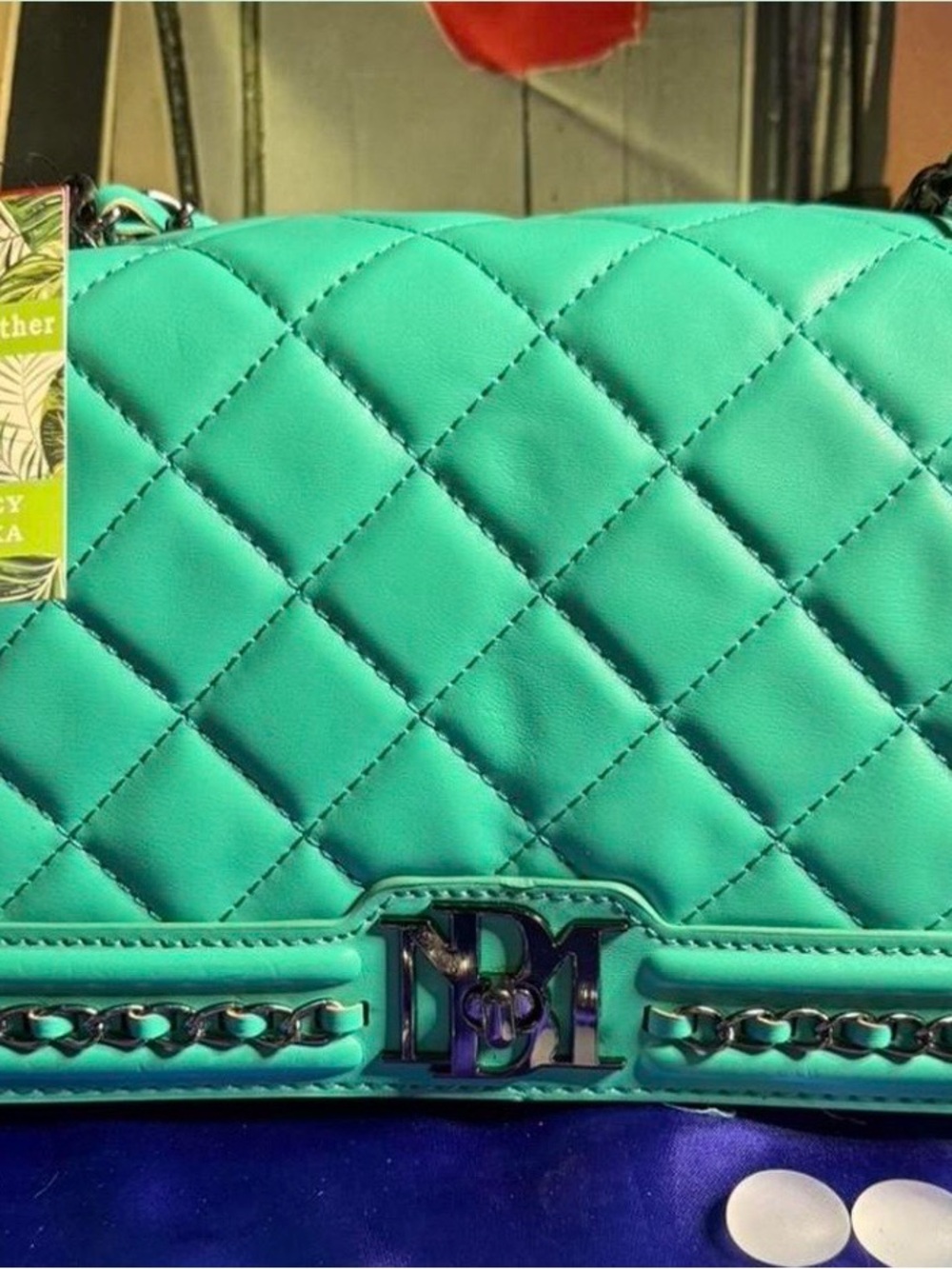 Badgley Mischka Quilted Crossbody in Teal